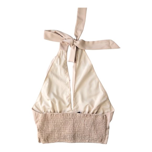 HYFVE, HYFVE, HYFVE, V-Neck Beige Halter Crop Top Sizes M - Picture 5 of 8